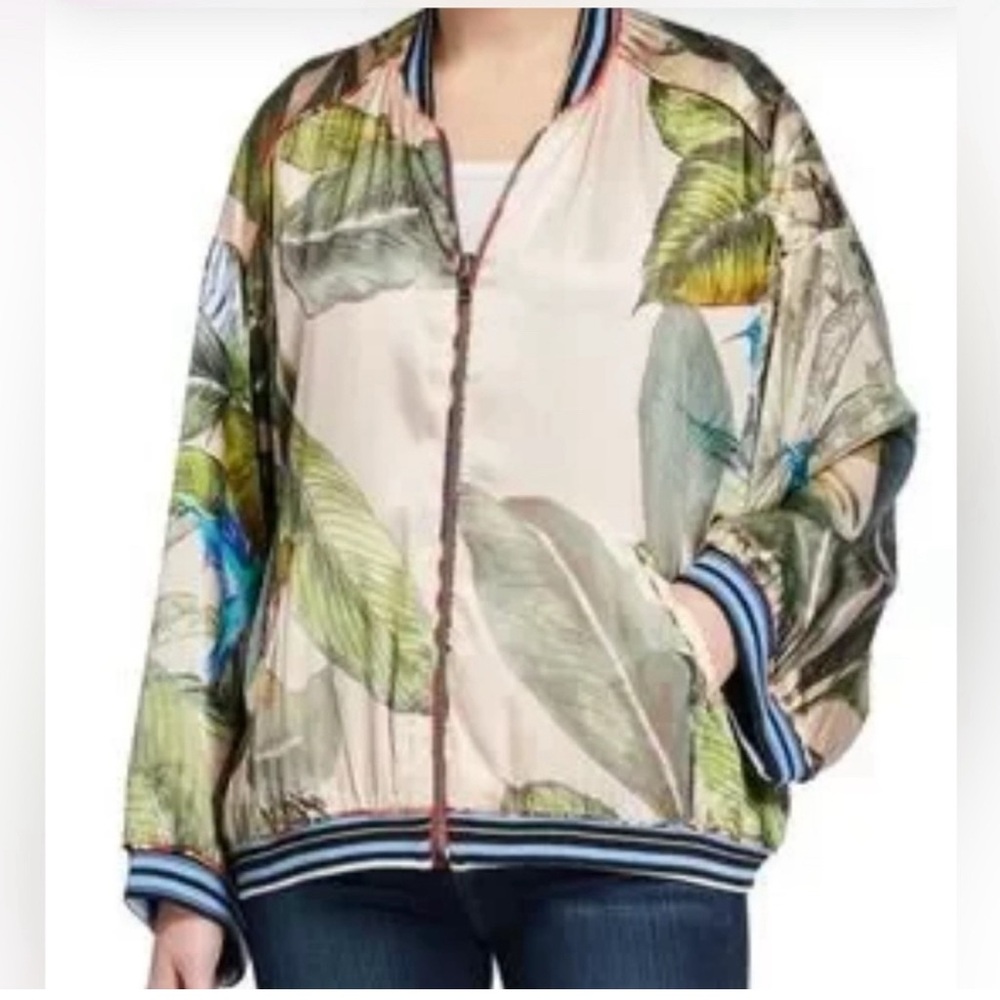 Johnny Was Silk Reversible Bomber Jacket